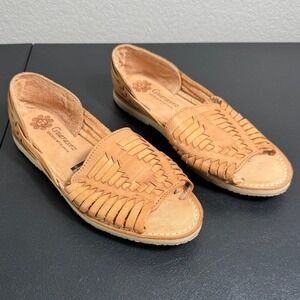 Guaraxez Melissa Womens Tan Leather Huarache Sandals Open Toe Made in Mexico 8